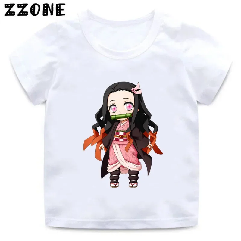 Hot Sale Anime Demon Slayer Kamado Nezuko Print Funny Kids T-Shirts Baby Girls Clothes Boys Summer T shirt Children Tops,HKP5462