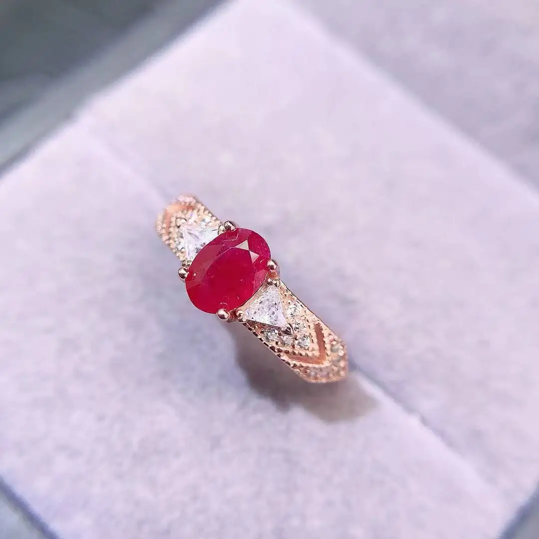 

KJJEAXCMY New Jewelry Natural Women's Ruby Ring 925 silver inlay Colorful and splendid Crystal pure fire flash explosion