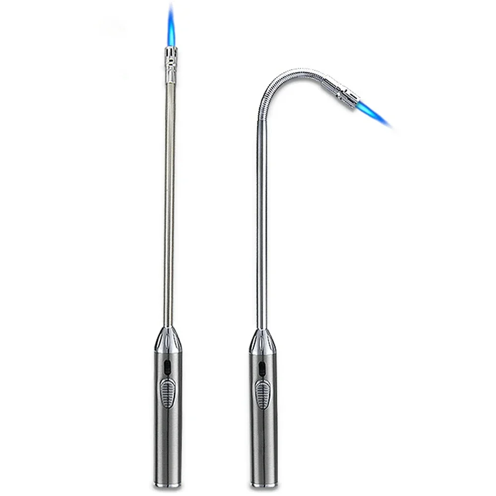 70cm Blue Flame Lighter Kitchen Candle Long Butane Gas Lighter 360 Degrees Rotate Stove BBQ Igniter Welding Torch Picnic Tool