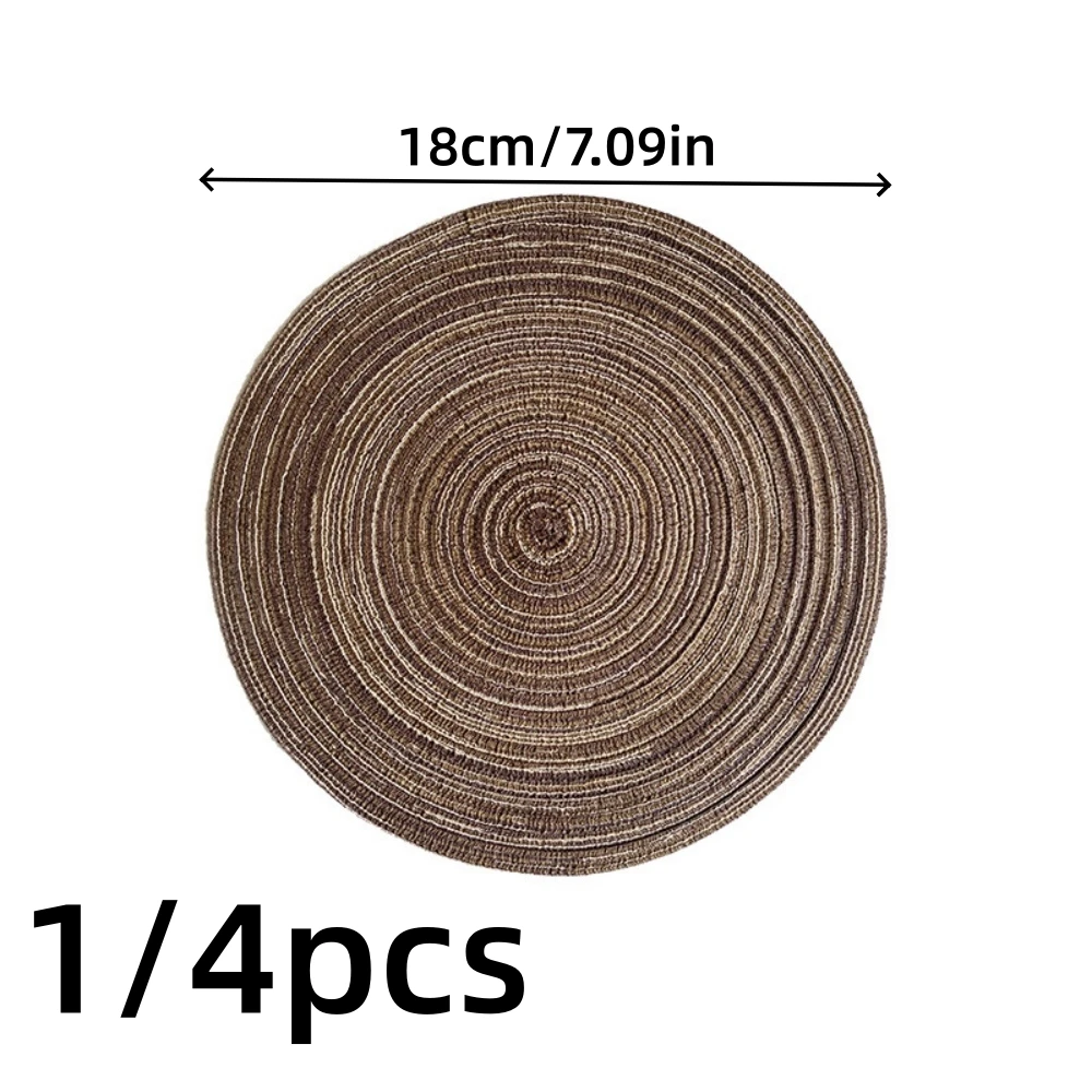 1/4pcs Nordic Style Imitation Cotton Yarn Placemat Round Ramie Woven Coaster Insulation Dish Mat Household Anti-scald Mat ﻿