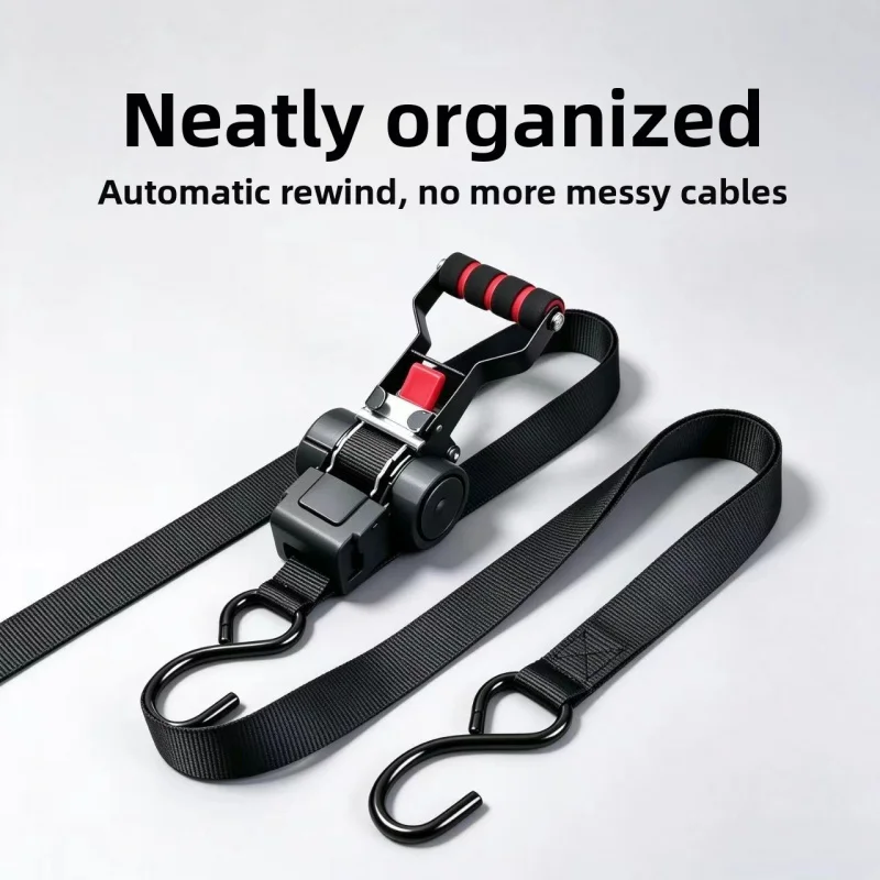 Heavy Duty Retractable Ratchet Tie Down Straps with Soft Loops for Reliable Cargo Securing on Truck Trailer Motorcycle and Other