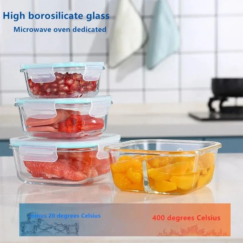 Glass Fresh-Keeping Box high Borosilicate Heat-Resistant Microwave Oven bento Fridge Special Sealed Bowl Food Storage Containers view 4