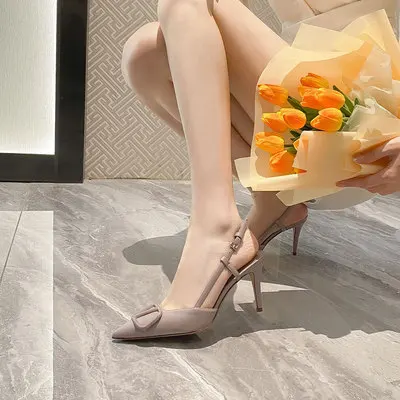 2026 New Diamond High Heel Sandals with Elegant Banquet Shoes, Pointed High Heels, Straight Strap Sandals