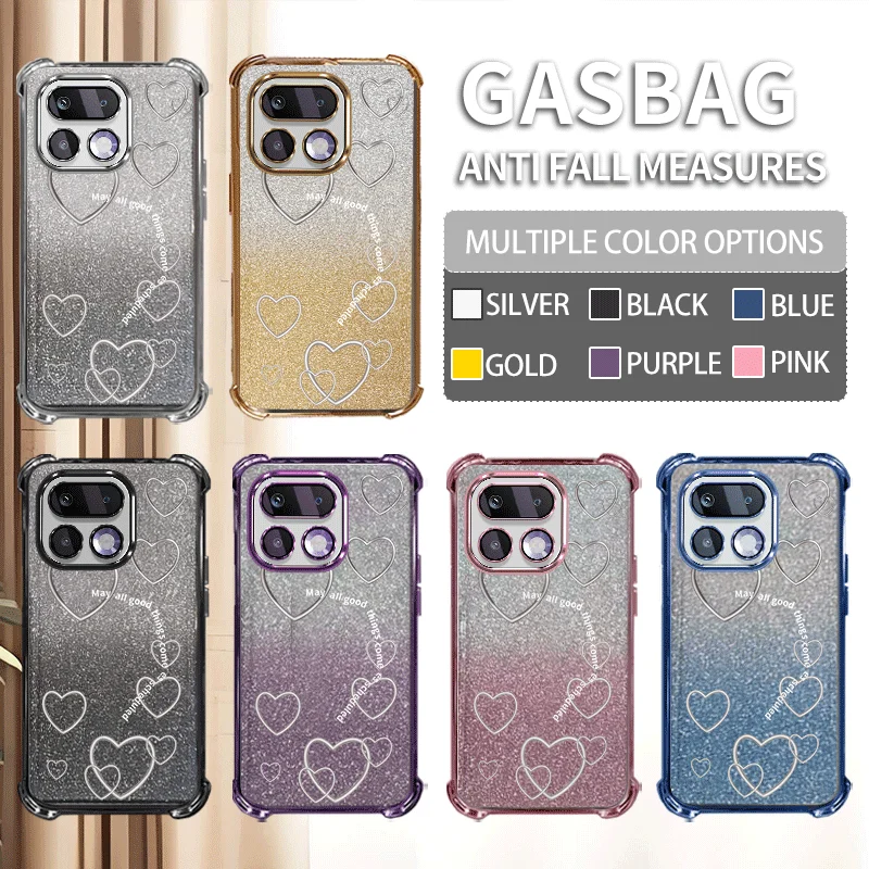 Glitter Plating Protective Cover For Realme 16 Pro 5G Case Flxebile TPU Four-corner Shockproof Loving Heart Pattern Fundas view 2