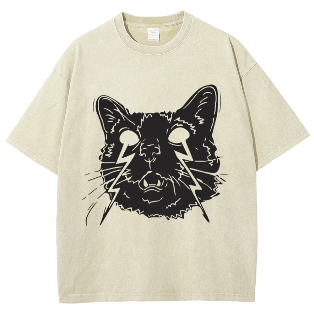 Vicious Cat  Men's weatshirt Vintage Oversized Hip Hop Hoodies Color Contrast Round Neck Chic Tops Pullover Clothes Unisex