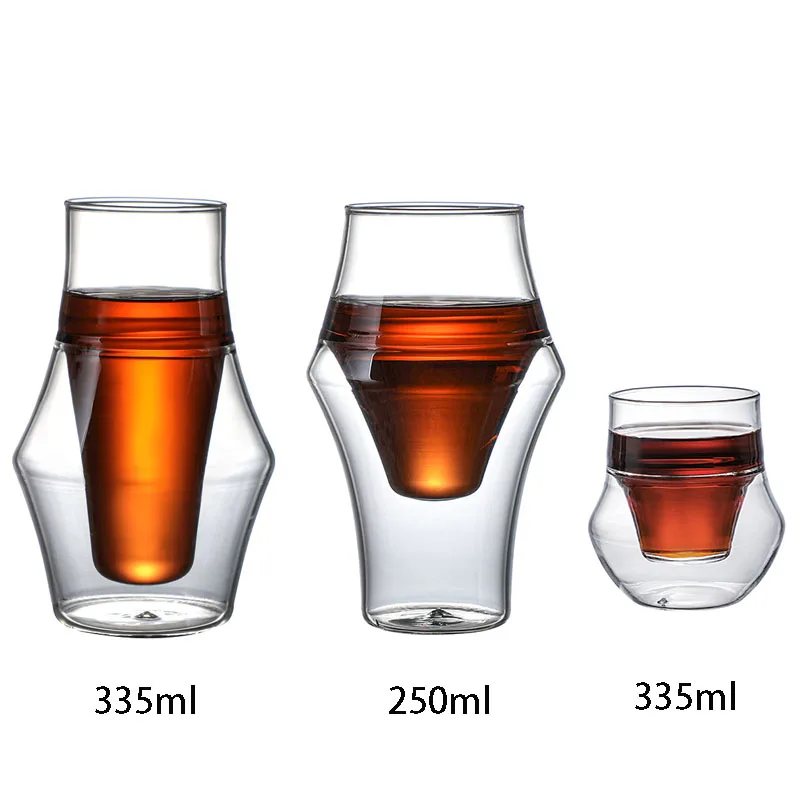 New Creative Double-layer Glass Cup Espresso Coffee Cup Anti-scalding Milk Party Brandy Wine Teacup Mug 120/250/335ml