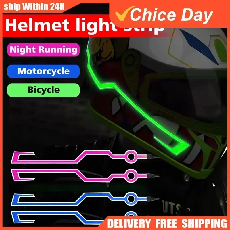 Motorcycle Helmet LED Warning Lights Night Riding Helmet Motor Cold Light Strip EL Waterproof Sticker Motorcycle Accessories