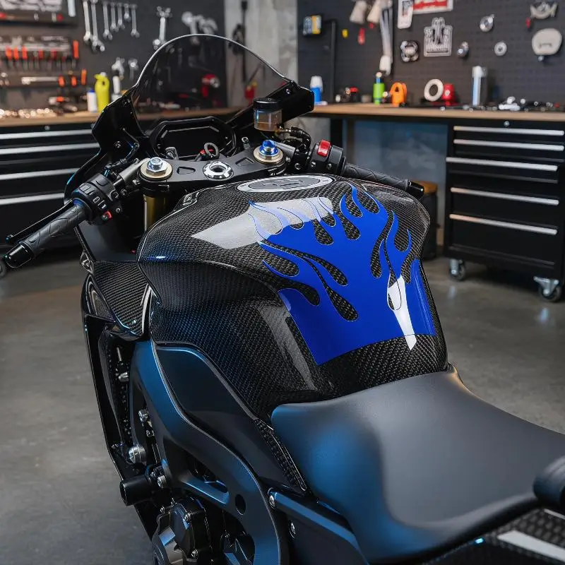 @*Motorcycle Flame Fire Cool Sticker Waterproof Vinyl Scratch Resistant Decal for Snowmobile Helmet Skateboard Decor
