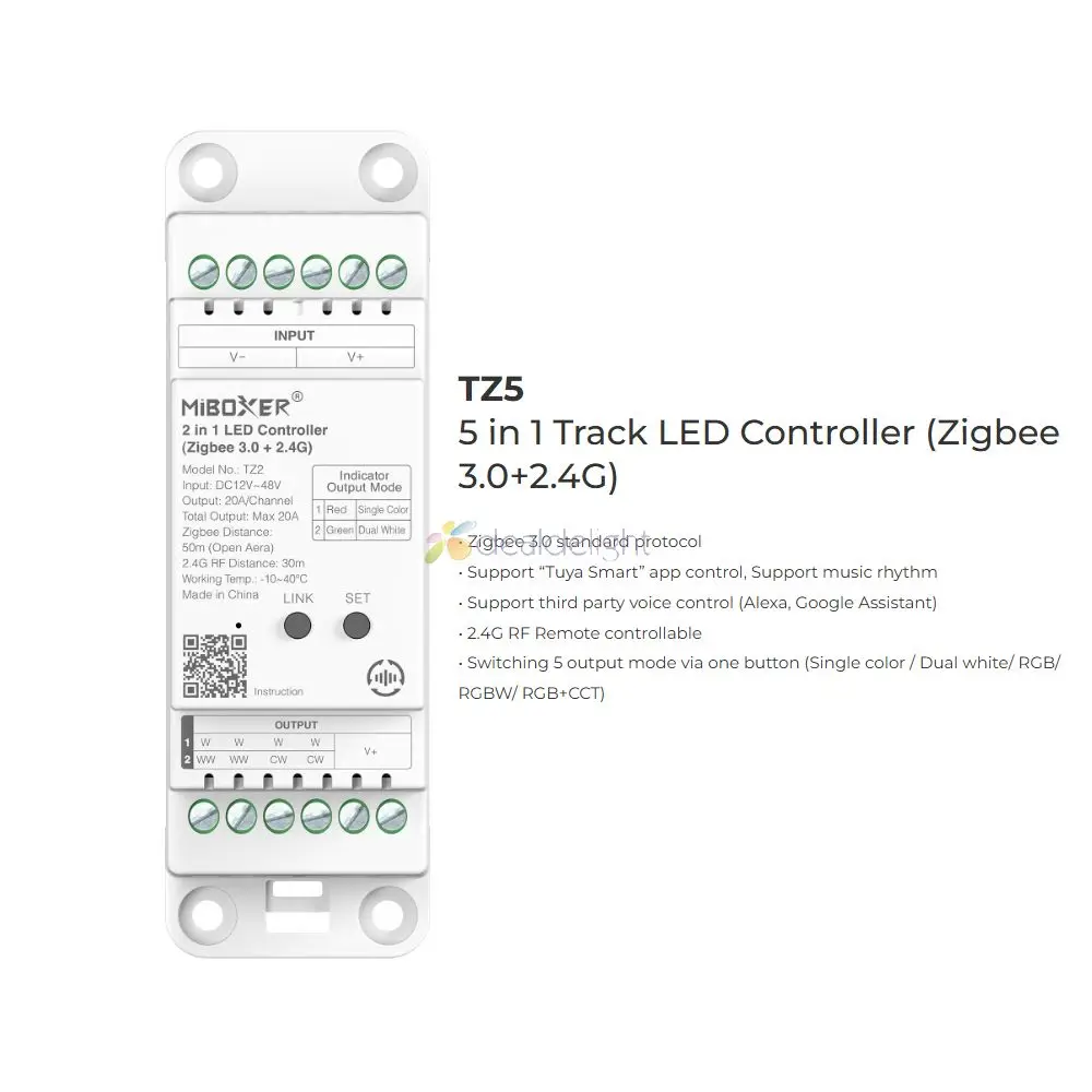 Miboxer Din Rail Track LED Controller 5 in 1 Zigbee 3.0+2.4G TZ5 Wifi TW5 RF TR5 For Single Color/Dual White/RGB/RGBW/RGBCCT