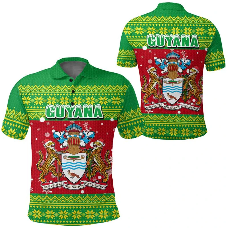 Guyana Flag Map 3D Printed Polo Shirts For Men Clothes Guyanese Jaguar Short Sleeve Fashion Coat Of Arms POLO Shirt Jersey Tops