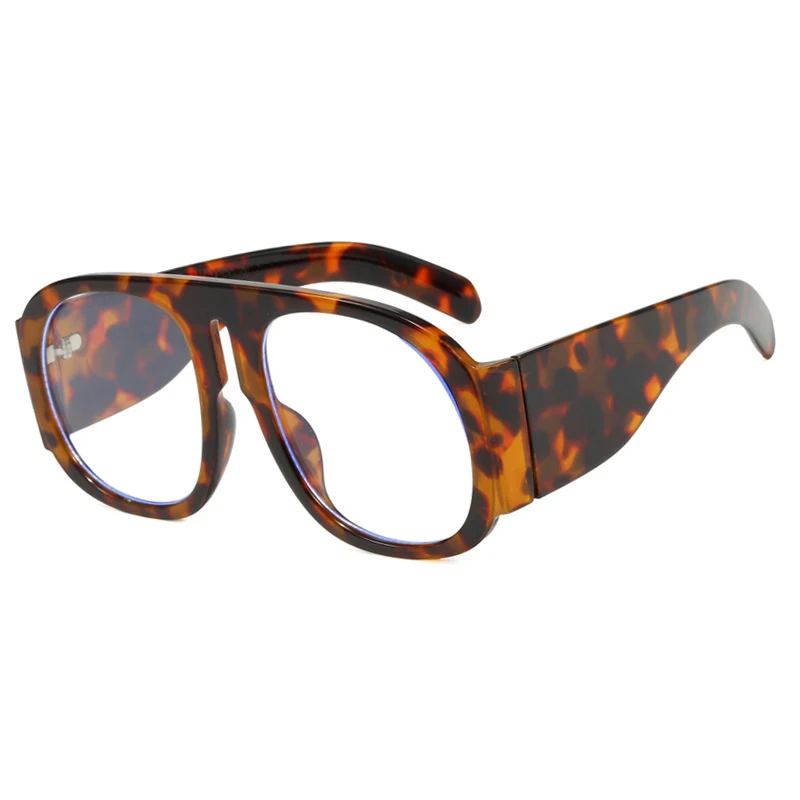 New large-frame luxury glasses frame oval women\'s retro anti-blue light toad mirror men\'s fashion street photography flat mirror