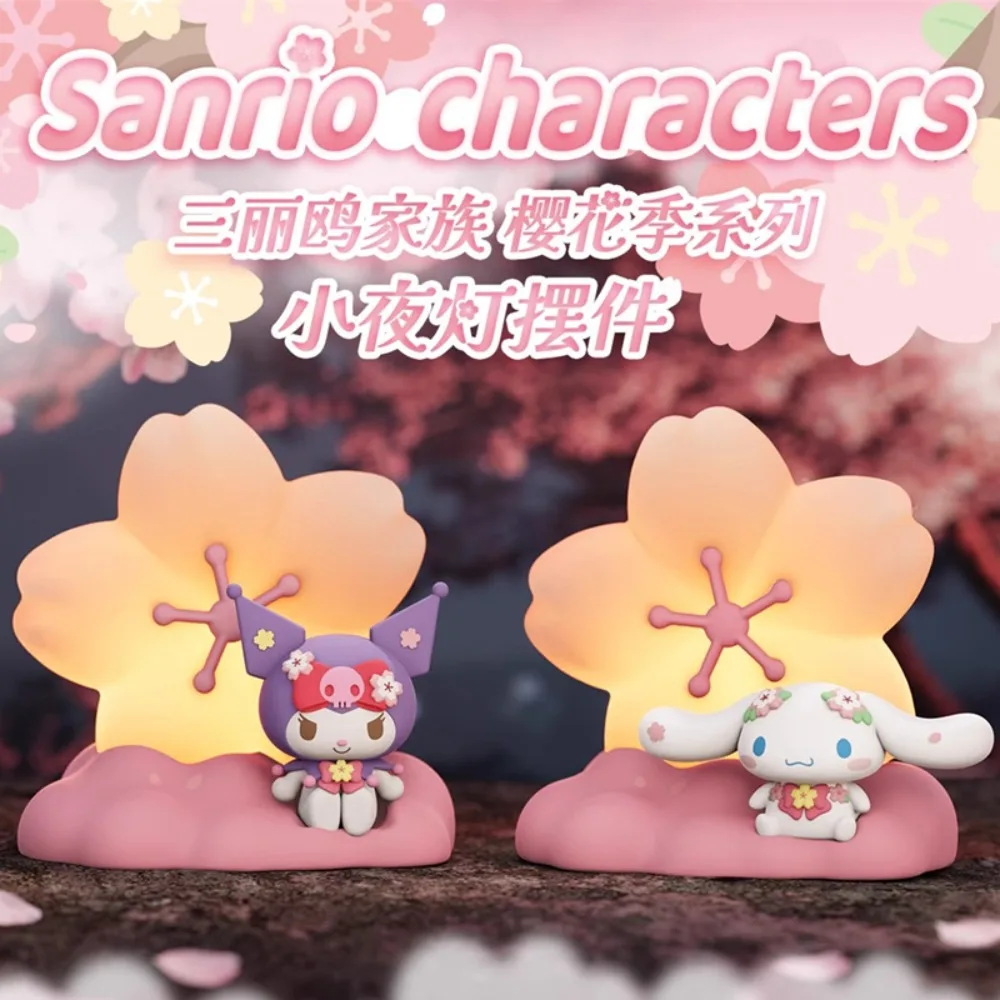 Sanrio Sakura Série Night Light Ornamento, Authentic Quarto Atmosfera Luz, Favorito das meninas, Bonito Cinnamoroll, Kuromi