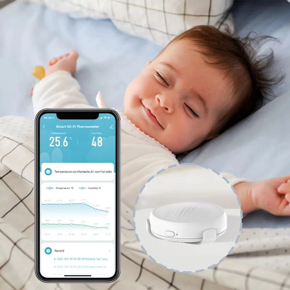 เครื่องวัดอุณหภูมิและความชื้นในอาคารไร้สาย ABGI-Mini Wifi พร้อมบันทึกข้อมูล, เครื่องตรวจสอบอุณหภูมิและความชื้นอัจฉริยะ