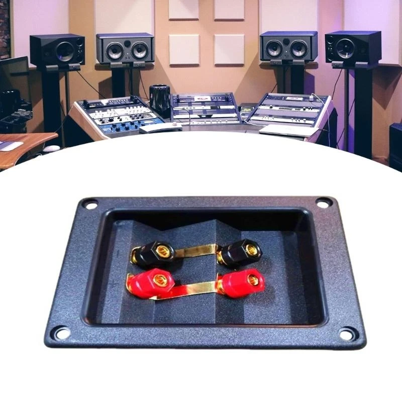 4 Way Speaker Box Clamp, Home Car Stereoes Binding Post Rectangle Spring Cup Connectors Speaker Junction Box Back Panel