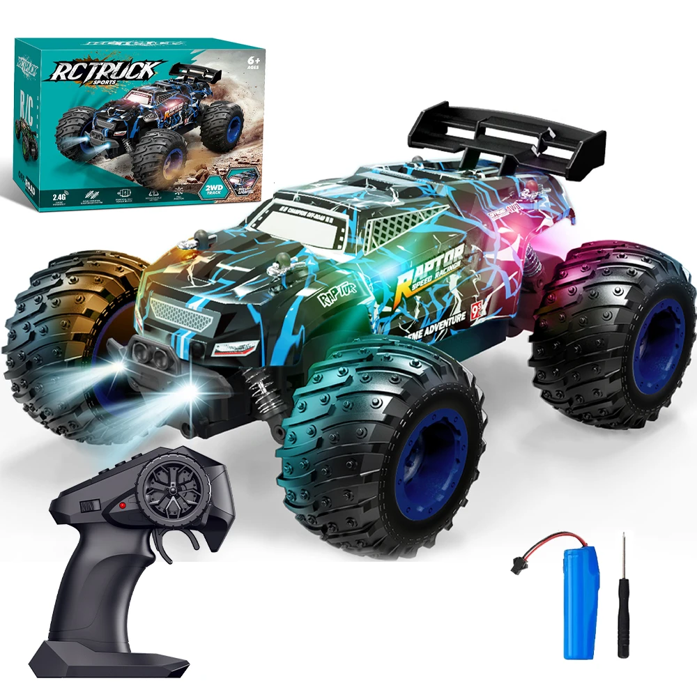 24g-4wd-rcカー-オフロードモンスタートラック、ledライト付き高速リモートコントロールクローラー、子供向け電動レーシングカーおもちゃ