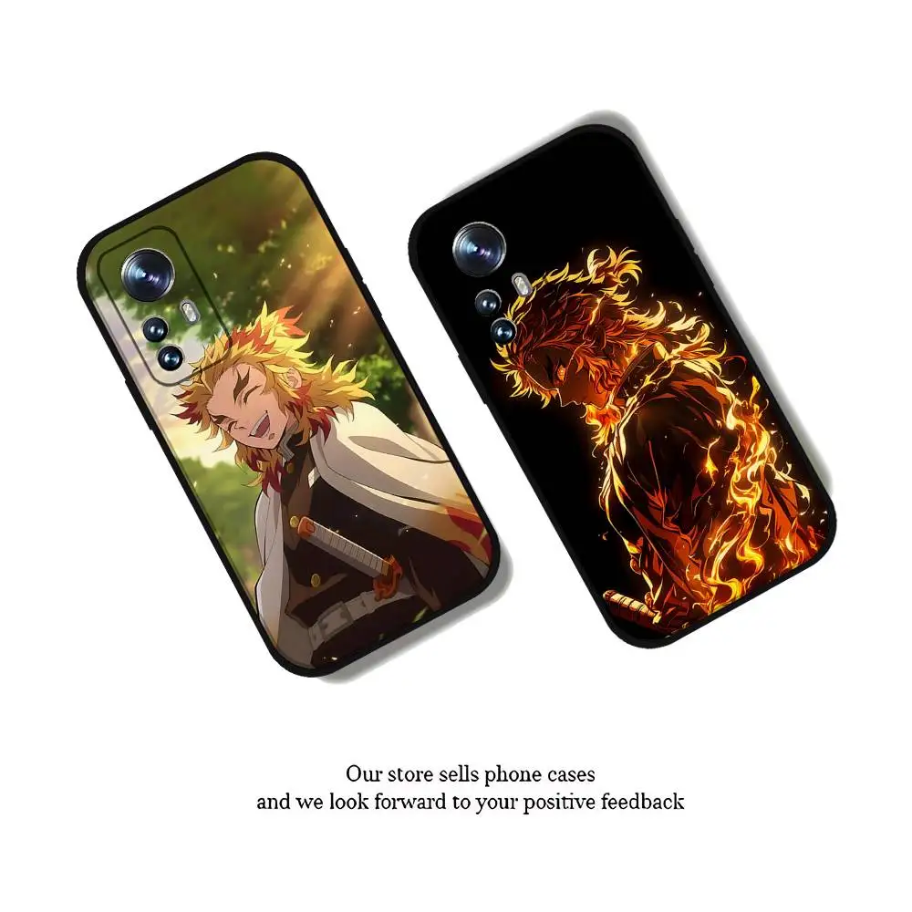 حافظة هاتف Rengoku Kyoujurou لهاتف Xiaomi 11 12 Redmi Note 11 5G 8T 9A 9 10T Note 8 9 12 SUltra مقاومة للصدمات، نحيفة، سوداء، حافظة