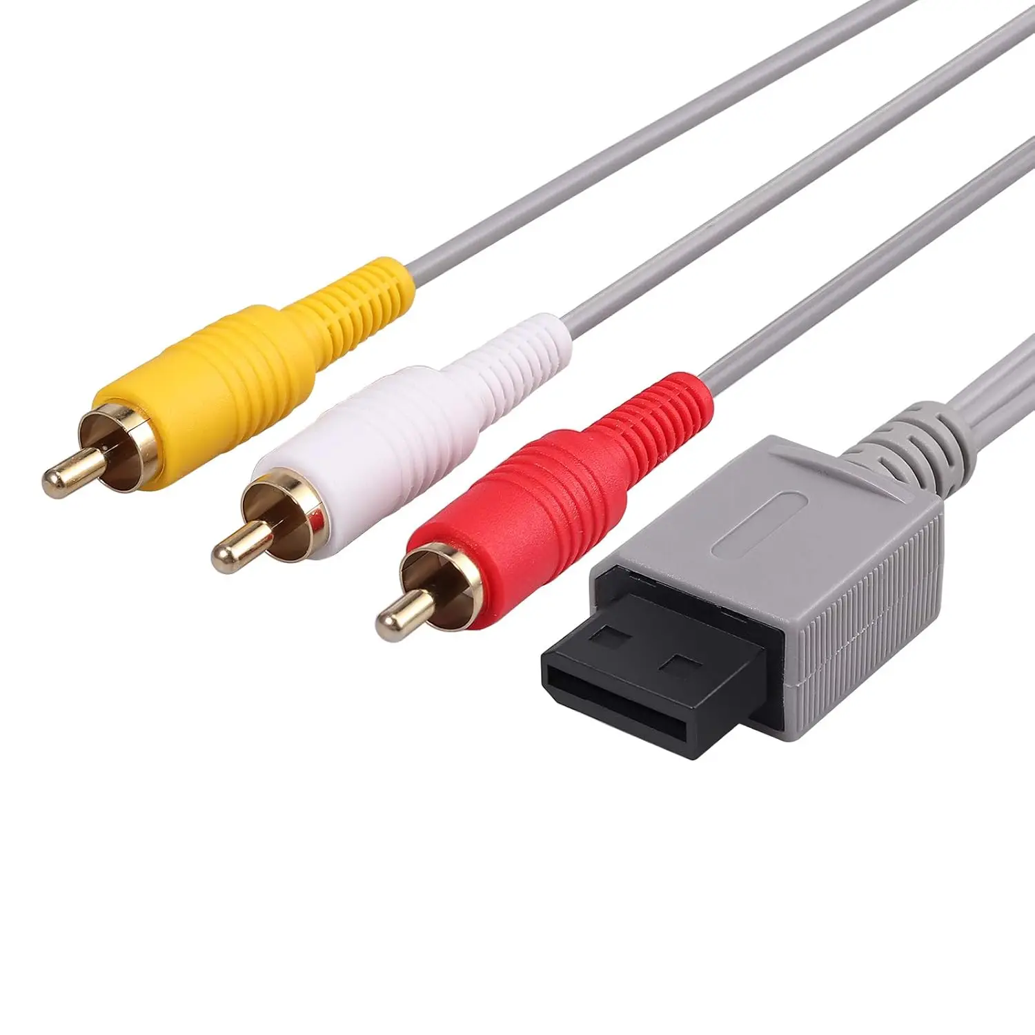 كابل Wii/Wii U AV بطول 6 أقدام، سلك قياسي AV مركب 1.8 متر Retro 3 RCA مطلي بالذهب للصوت والفيديو AV لجهاز Nintendo Wii Wii U