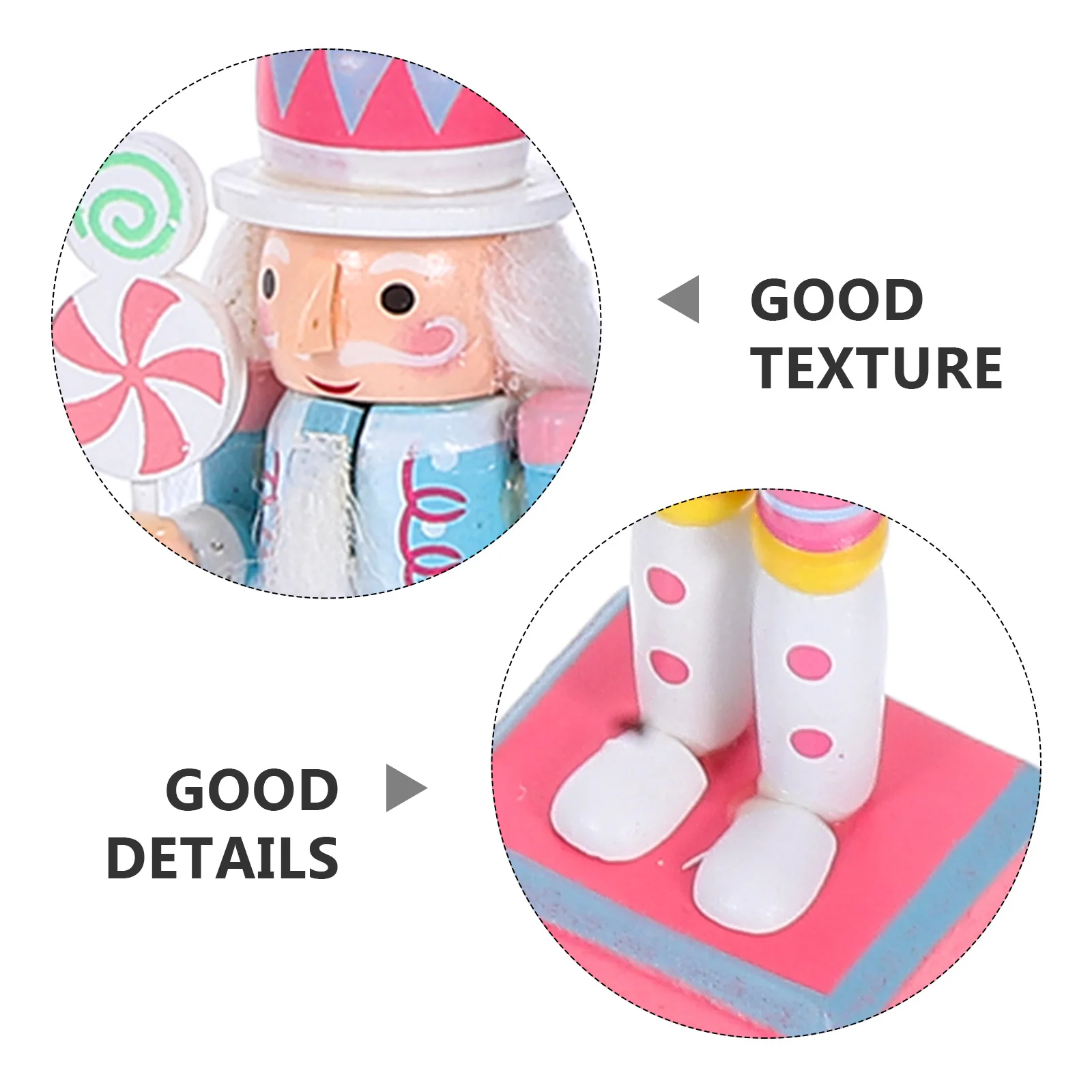 4 قطع تمثال كسارة البندق الخشبية: زخرفة جندي عيد الميلاد مصنوعة يدويًا لتزيين شجرة سطح المكتب في العطلات #4