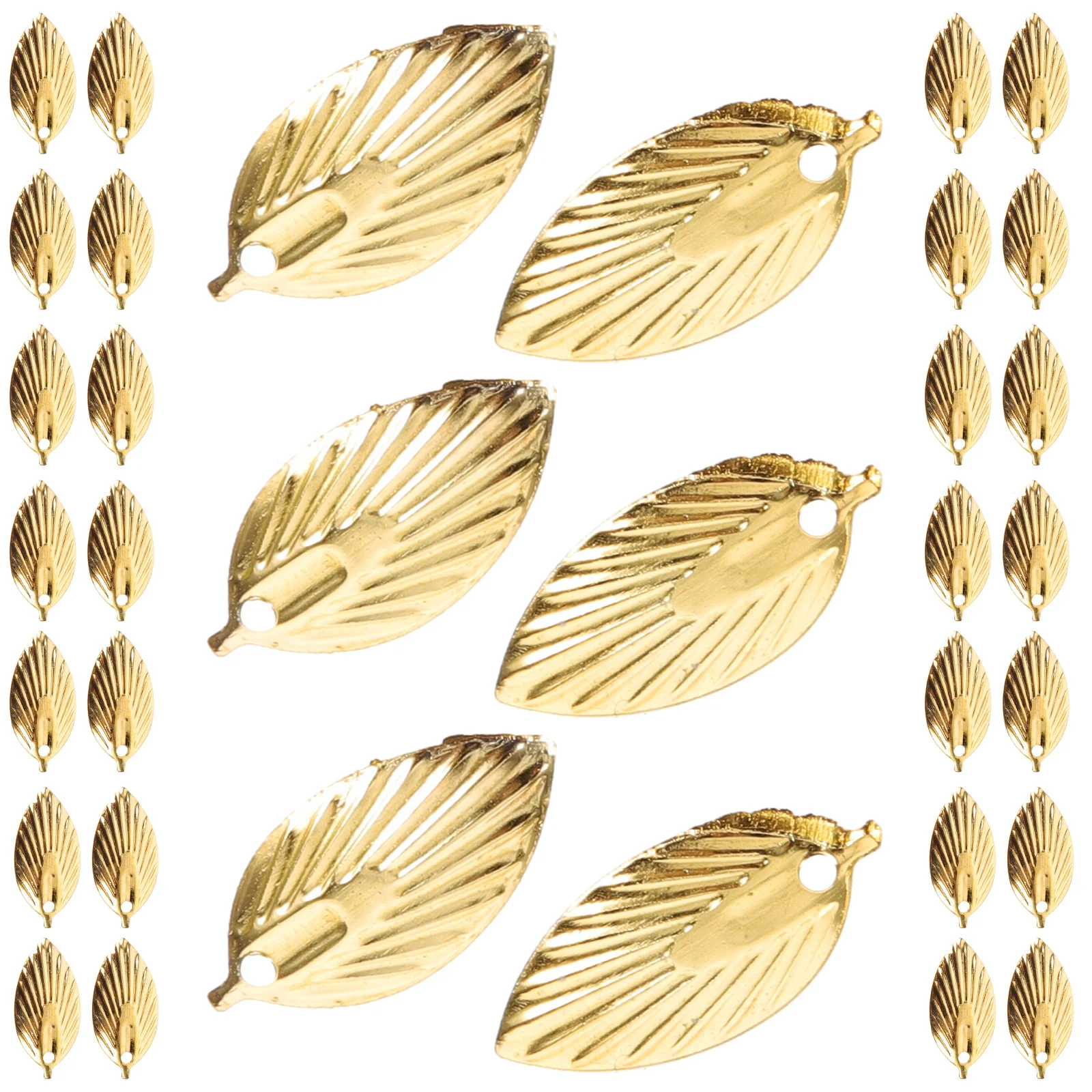 

200pcs Leaf Shaped Pendants 9x18mm Gold Color DIY Jewelry Making Supplies Retro Charms Craft Projects Accessories