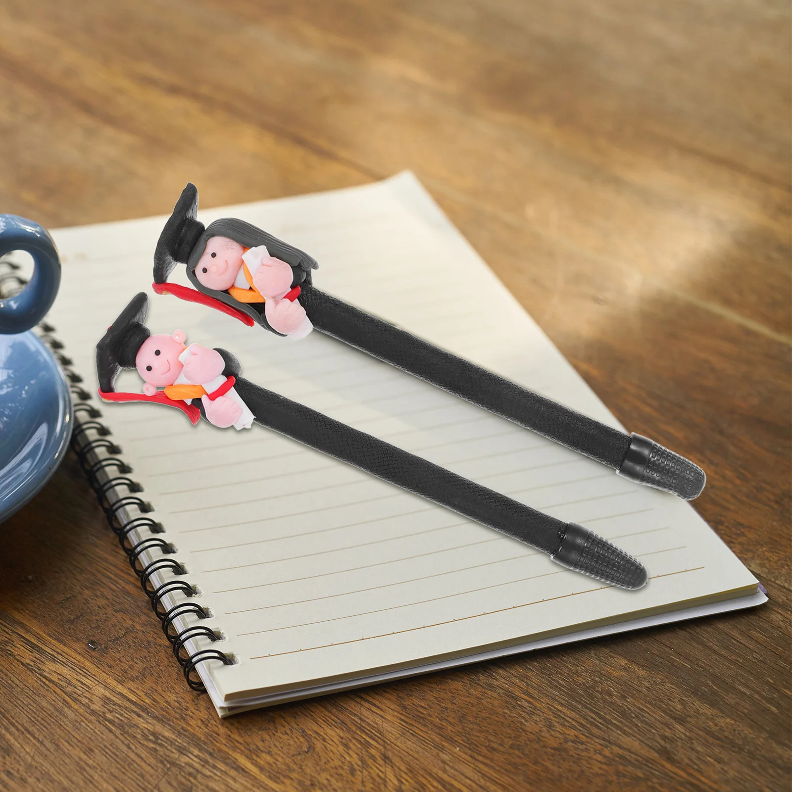 6 Pcs Soft Ceramic Pen Doctoral Student Series Students Ballpoint Pens Combination Stationery Colorful Polymer Clay Cute