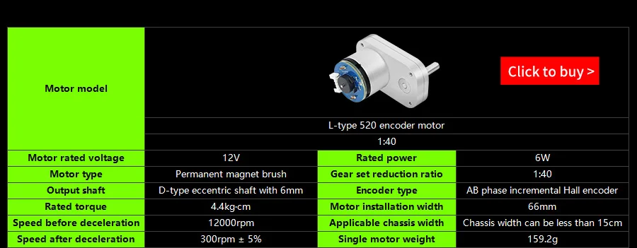 12V 205 Gleichstrom motor mit hohem Drehmoment und Metall getriebe mit Encoder 333 U/min 550 U/min Elektronisches Projekt mit U/min Geschwindigkeit für Balance-Ackerman-Auto – Detail 7