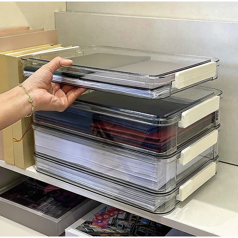Clear Acrylic File Storage Box A4 Size Office Paper Organizer Desktop File Holder And Documents And Test Paper Storage Container