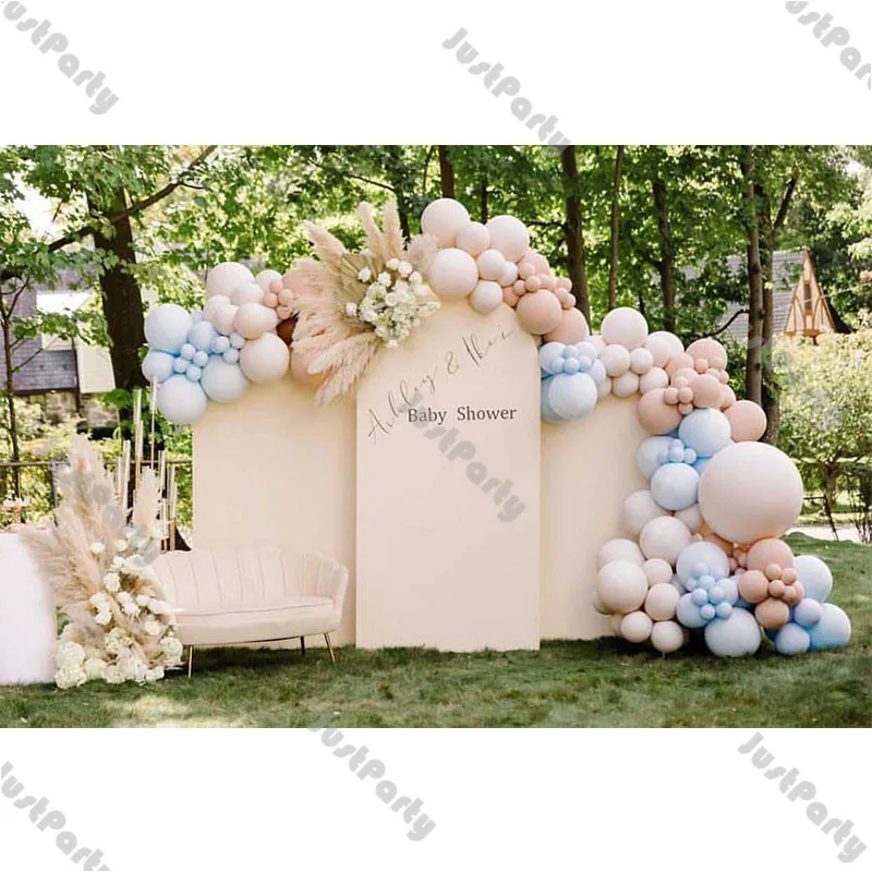 Guirlande de ballons Boho marron Beige doublure, décorations de réception-cadeau pour bébé, arc de ballons bleu Pastel, décor de fête de premier anniversaire pour enfants