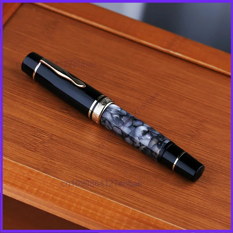For Majohn P139 Piston Barbell  #8 F/M Nib, Brass Piston System Gray Acrylic Writing Gift Pen