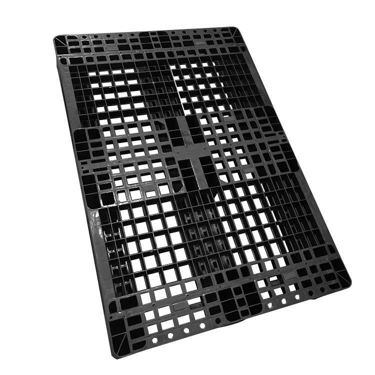 

Custom Printing Black Warehouse Storage Logistic Shelves PP Plastic Grid Bracket Plane Forklift Pallet ESD Pallet
