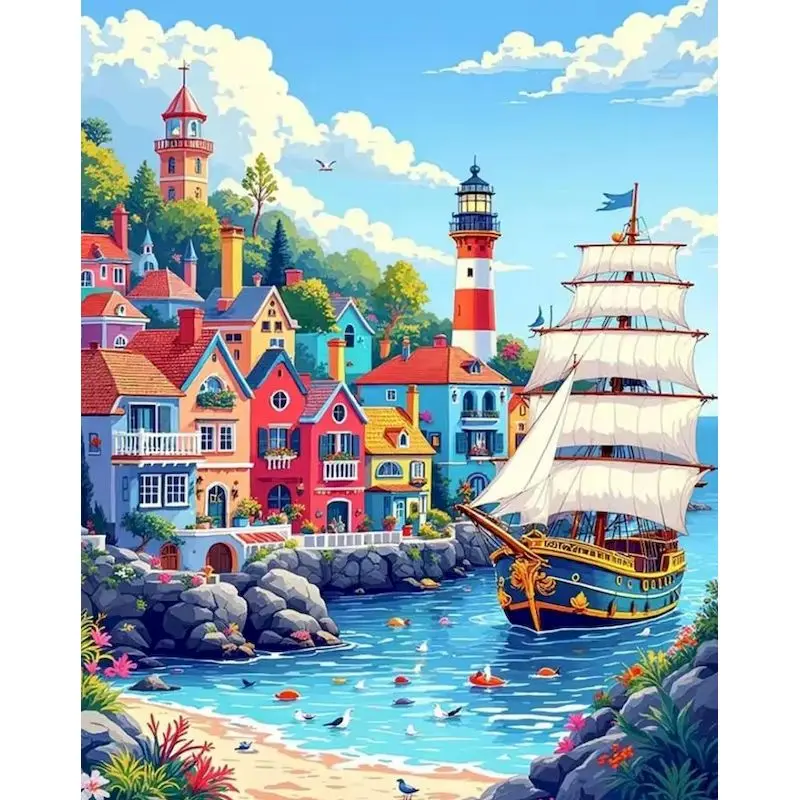 

GATYZTORY DIY Frame Paint By Number Town Landcape For Adults Picture By Numbers City Night Acrylic Paint On Canvas Home Decor