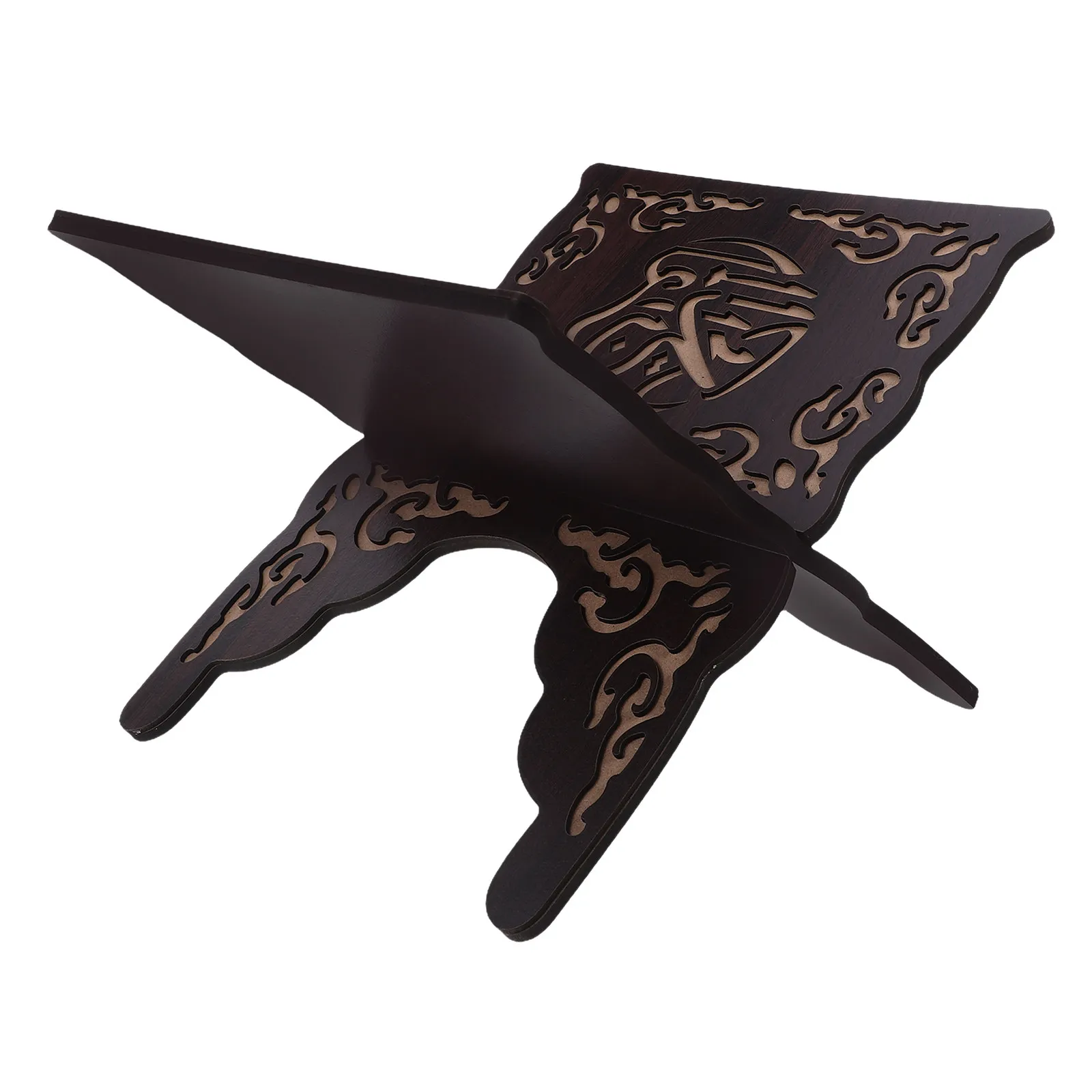 Foldable Quran Bible Book Holder Black Wooden Prayer Reading Organizer Rack Muslim Decorative Book Shelf Textbooks Stand