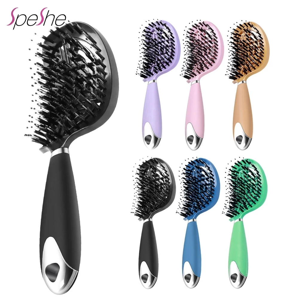 1Pc Curved Vented Hair Comb Massage Hair Brush Detangling Hairbrush Women Fast Blow Drying Wet Dry Curly Hair Styling Tools