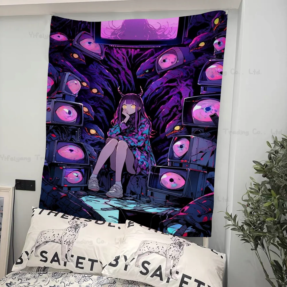 Weird Girl C-curse Return Stranger Eye Monster Colorful Tapestry Wall Hanging Bohemian Wall Tapestries Mandala Wall Art Decor