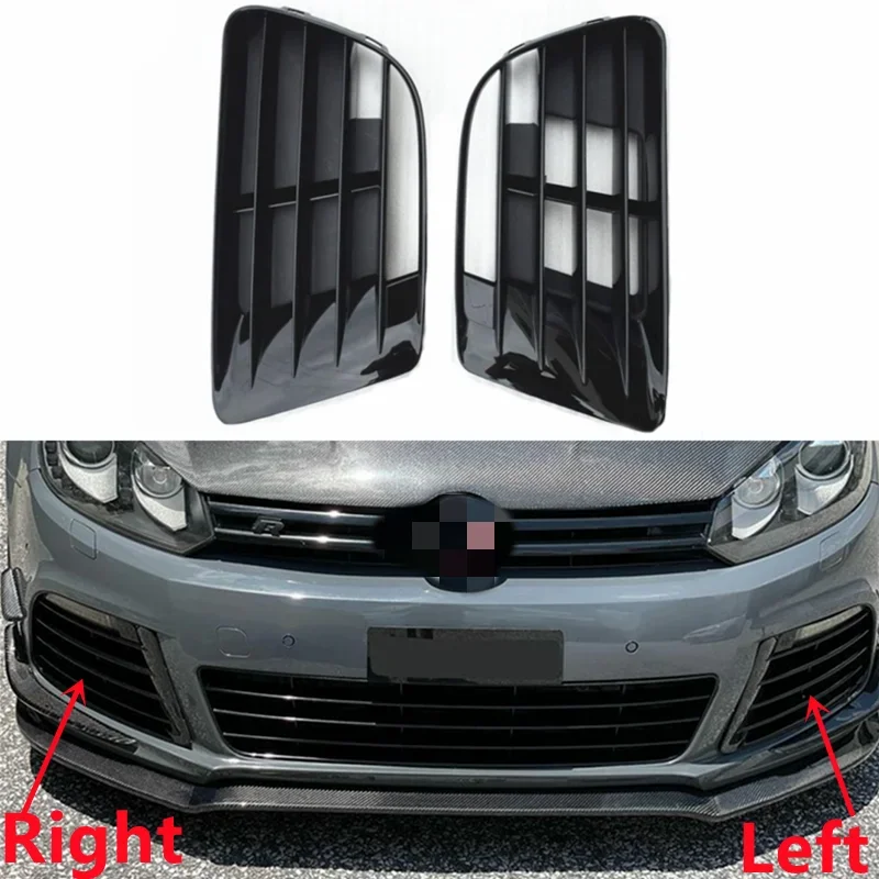 For VW Golf MK6 Cabriolet R20 R Line 2009-2013 Front Bumper Vent Grille Fog Light Trim Bezel Black