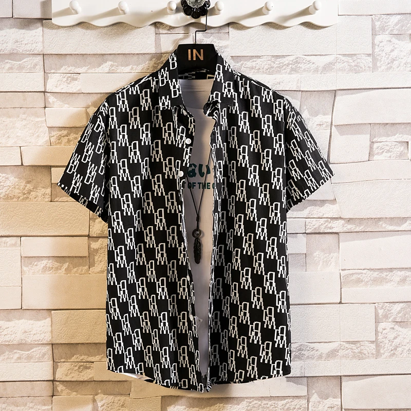 Summer High Quality Cotton Mens Hawaiian Shirt Printed Short Sleeve Big Size Hawaii Men Beach Floral Shirts Multiple Colors