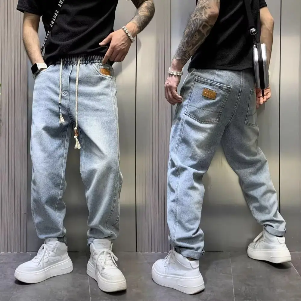 

Мужские джинсы прямого кроя в стиле ретро, американский бренд, модные, для подростков, прямые, расклешенные, из смесового полиэстера и хлопка