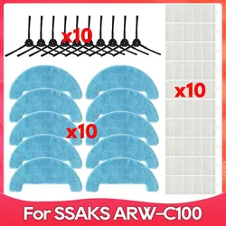 Apto para o aspirador de pó robô SSAKS 싹스 ARW-C100, peças de reposição e acessórios, escova lateral, filtro HEPA, pano de limpeza