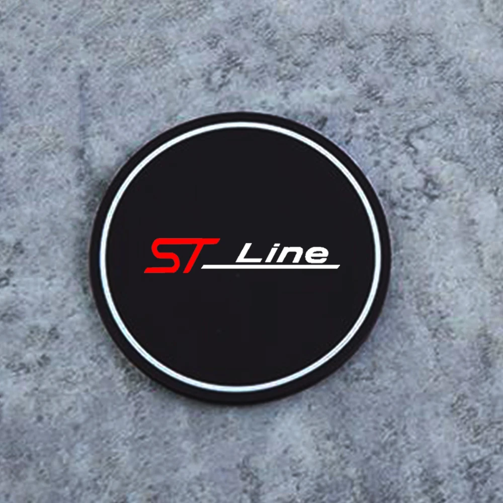 2Pcs Car Coasters Water Cup Slots Non-Slip Mat Waterproof Water Cup Mat Drink Pad For ford st line stline fiesta Car Styling