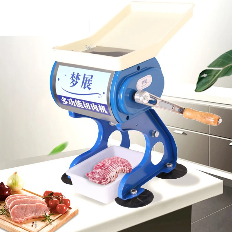 Manual Beef Sausages Meat Slicer Mincer Cutter Machine Hand Operated Small Tool Fresh Meat Grinder Cutting Commercial