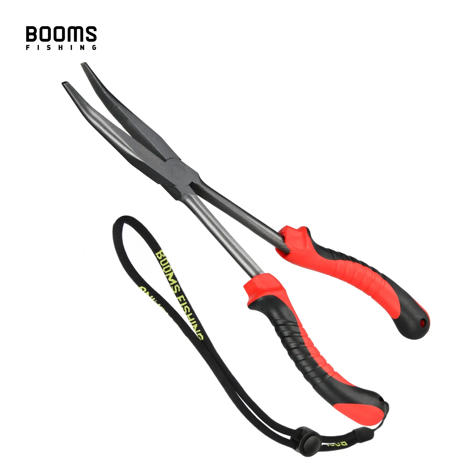 Booms Fishing F05 Fishing Pliers 28cm Long Nose Fish Hook Remover Anti-loss Hanging Lanyard Carbon Steel Saltwater Tackle Tool