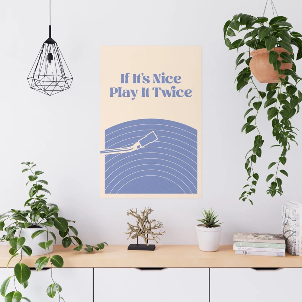 ملصقات موسيقية عتيقة لديكور غرفة المعيشة ، مشغل تسجيل ، إذا كان من الجيد لعبها مرتين ، فن جداري ، لوحة قماشية ، صورة