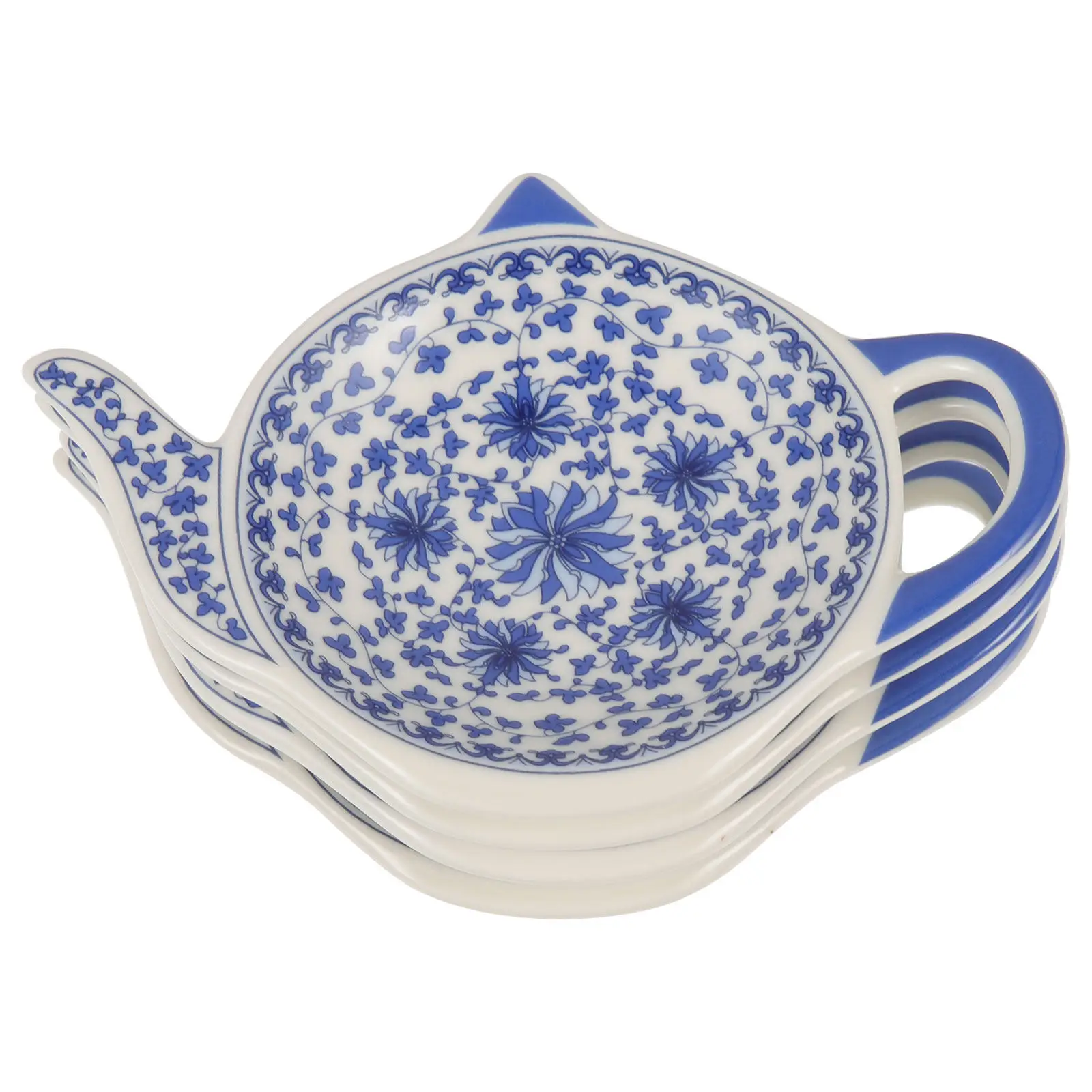 4Pcs Ceramic Teapot Style Teabag Dish Multi Purpose Snack Sauce Dipping Bowl Tea Organizer Household Decorative Tea Set