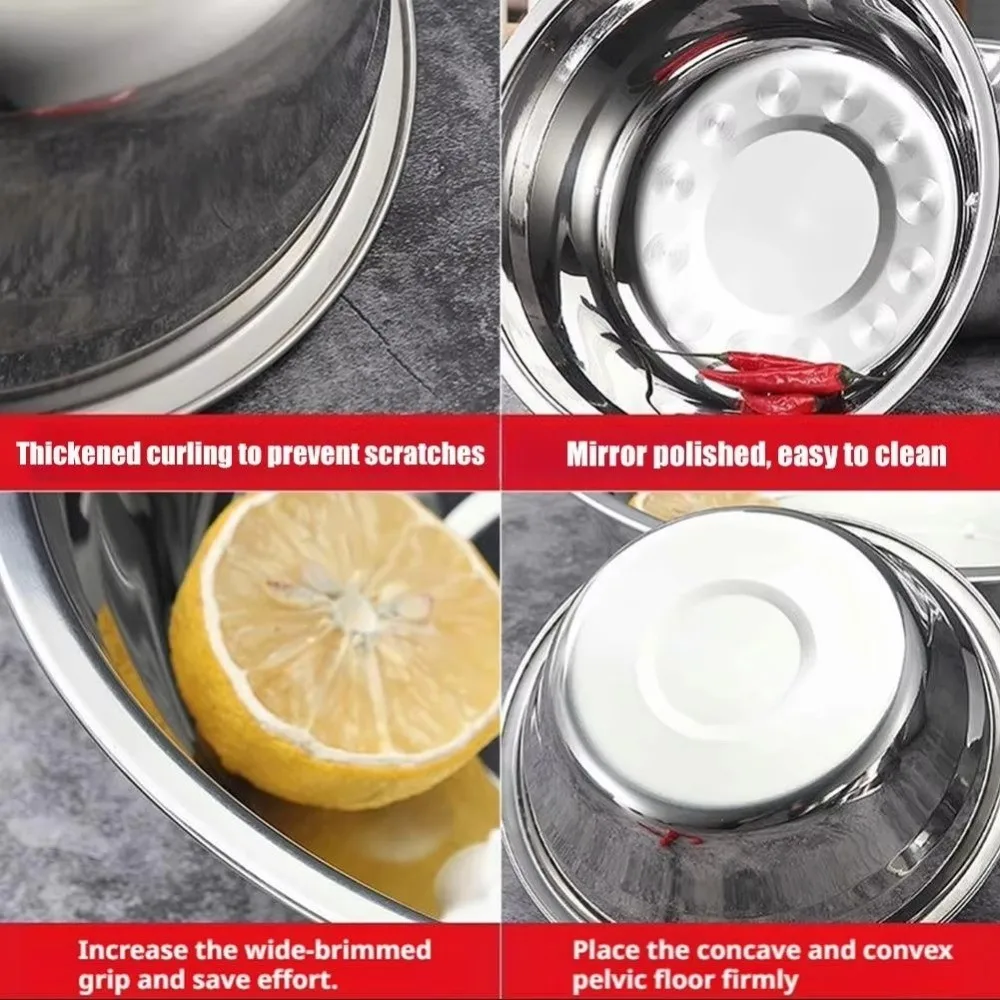 Non-Magnetic Stainless Steel Plates 14-28cm Multi-Size Round Shape Deep Dinner Plates Reusable Deep Design Flat Dinnerware