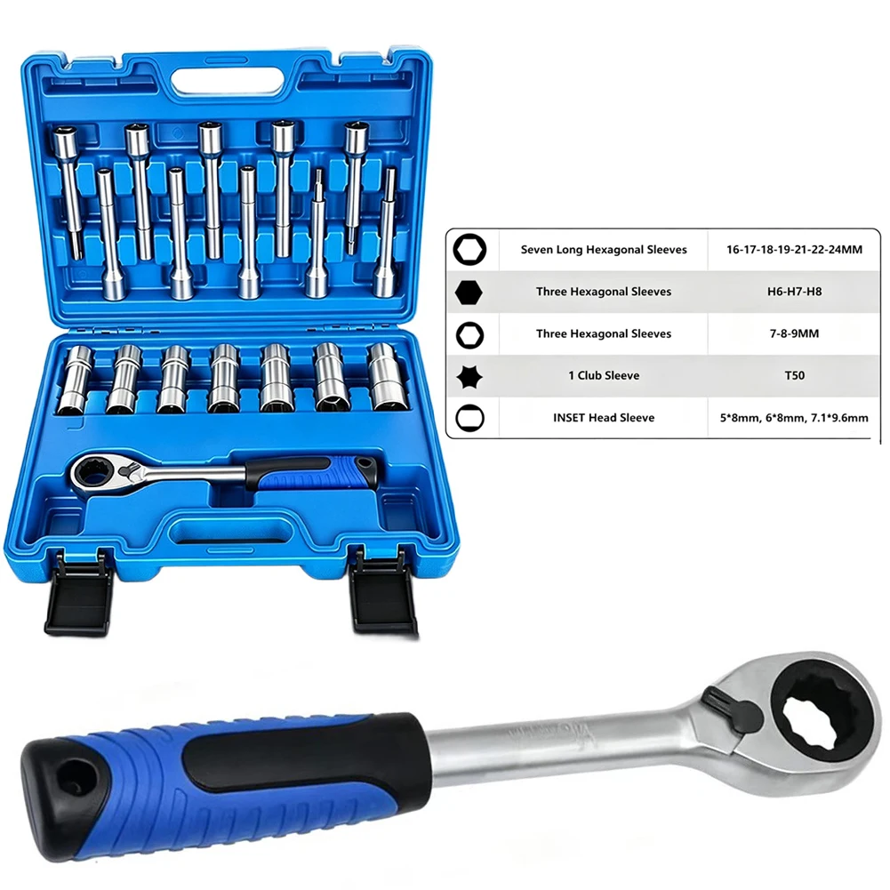 18pcs Shock Absorber Strut Nut Removal Tool Socket Kit For Suspension Spring Disassembly And Automotive Repair Hand Wrench Set