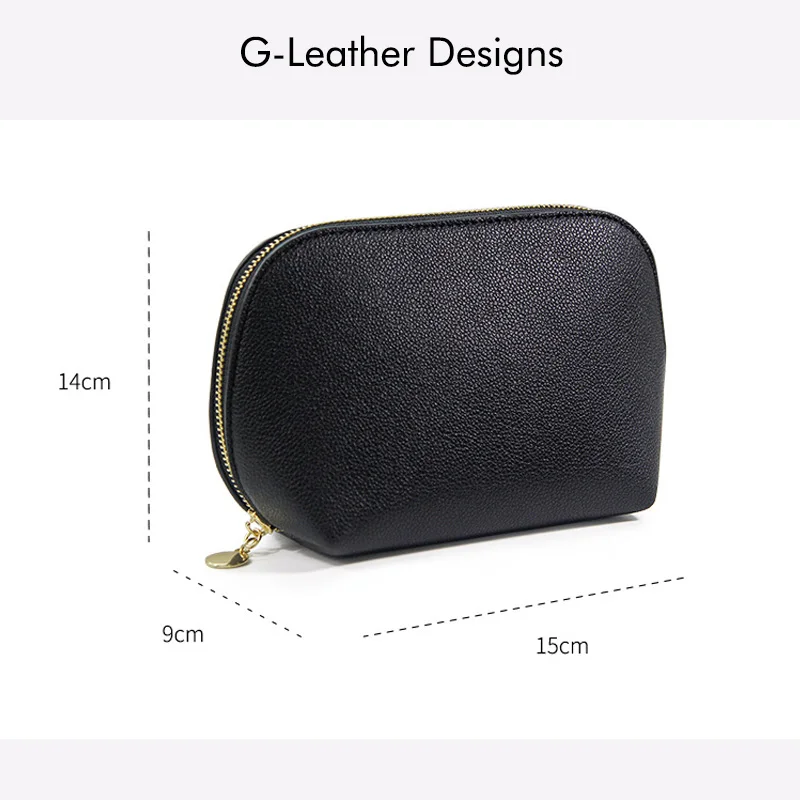 Vegan Leather Cosmetic Bag Toiletry Storage Bag PU Leather Travel Organizer Bag MakeUp Bag Free Custom Initials Name