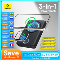 Baseus 27W Magnetic Power Bank 10000mAh 15W Wireless Charging External Battery For iPhone iWatch AirPods Samsung Xiaomi Poco