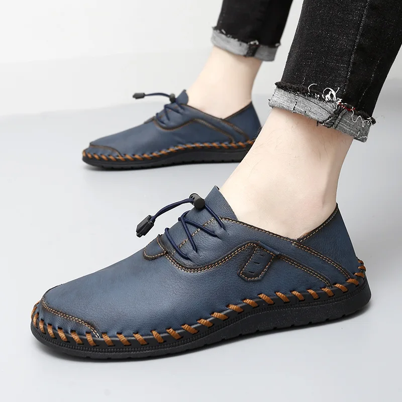 

Handmade Cowhide Men's Casual Leather Shoes Outdoor Soft Soled Anti Slip Men's Driving Shoes Loafers