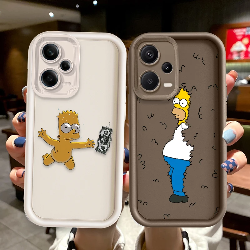 The Simpsons Homer Bart For Redmi Note 13 12 11 10 9 Pro Plus 5G POCO F3 F4 F5 X3 X4 X5 GT Soft Eye Ladder Phone Case