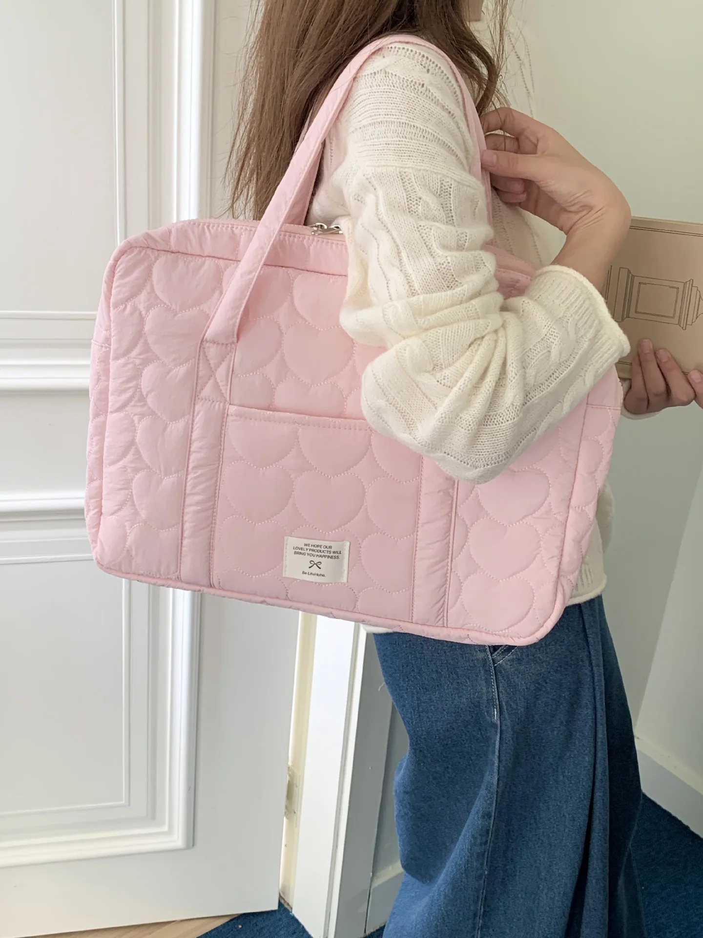 1 minimalist heart-shaped laptop bag, large size, large capacity, universal travel bag, notebook inner bag, tote bag