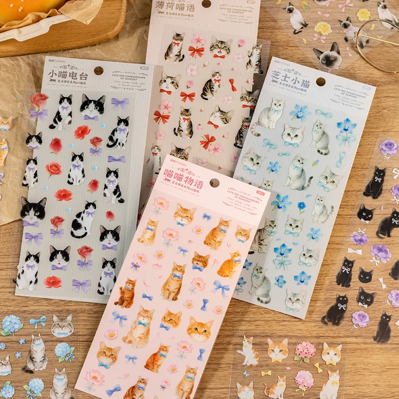 Mr.Paper Cute Cats Theme PET Stickers Hand Account For Scrapbooking DIY Collage Material Background Decoration Journal Supplies